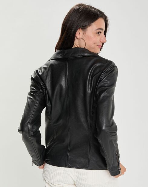 Veste en Cuir d'Agneau Blaza noire