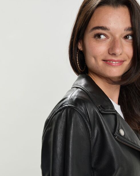 Veste en Cuir d'Agneau Blaza noire
