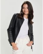 Veste en Cuir d'Agneau Cyrana noir perfo