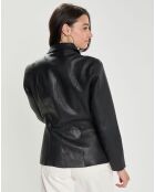 Veste en Cuir d'Agneau Cyrana noir perfo
