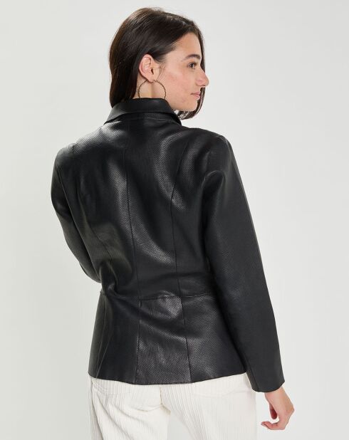 Veste en Cuir d'Agneau Cyrana noir perfo
