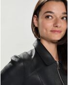 Veste en Cuir d'Agneau Cyrana noir perfo