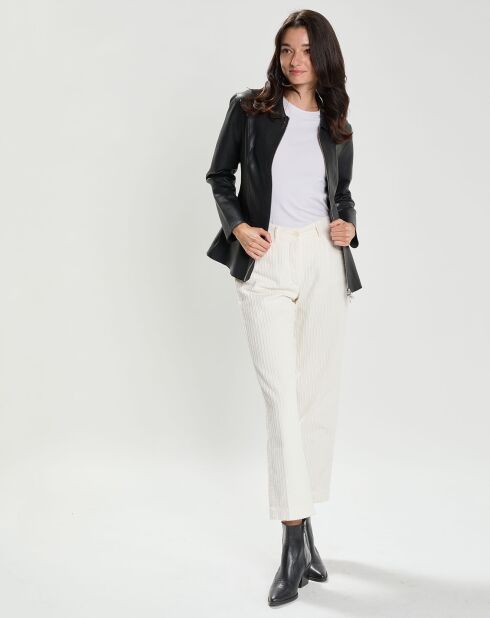 Veste en Cuir d'Agneau Cyrana noir perfo