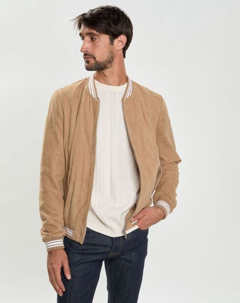 Blouson en Velours de Cuir Segundo Vel beige