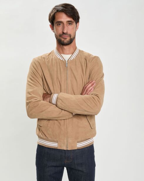 Blouson en Velours de Cuir Segundo Vel beige