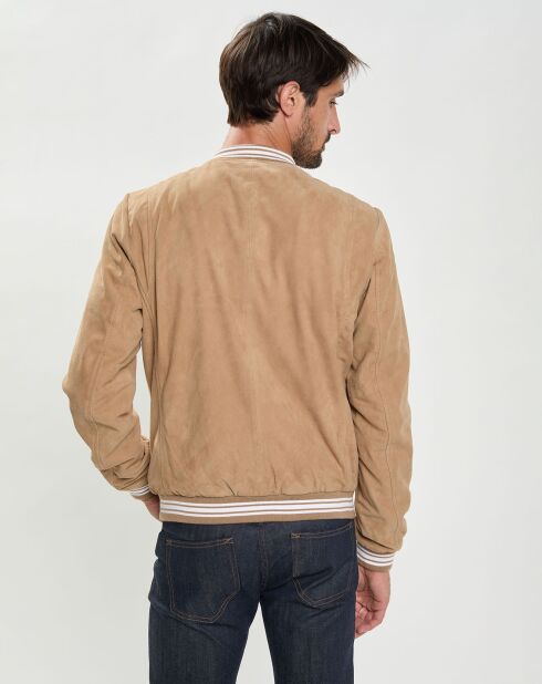 Blouson en Velours de Cuir Segundo Vel beige