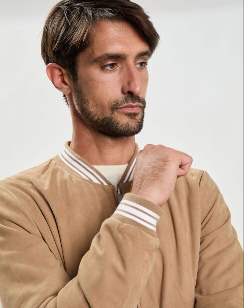 Blouson en Velours de Cuir Segundo Vel beige