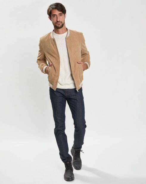 Blouson en Velours de Cuir Segundo Vel beige