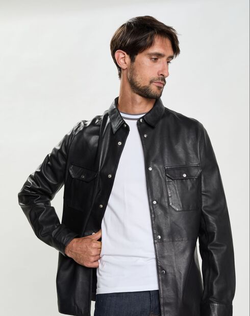 Chemise en Cuir d'Agneau Eliot noire