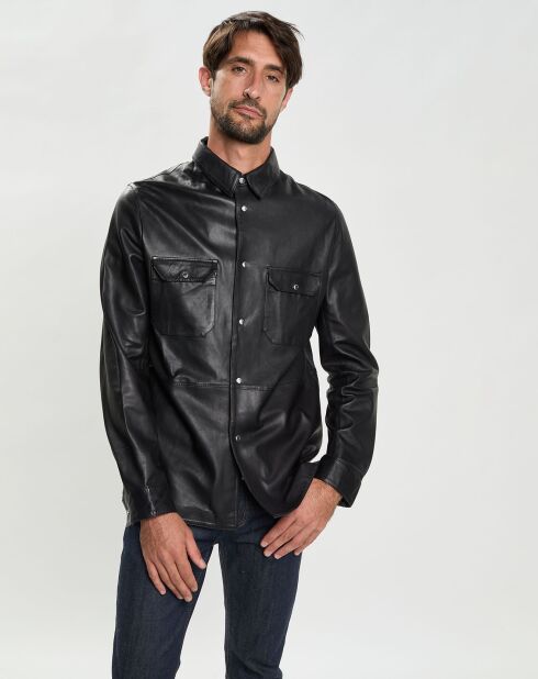 Chemise en Cuir d'Agneau Eliot noire