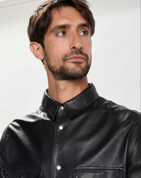 Chemise en Cuir d'Agneau Eliot noire