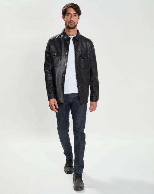 Chemise en Cuir d'Agneau Eliot noire