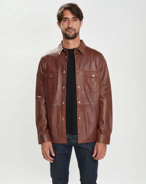 Chemise en Cuir d'Agneau Eliot marron