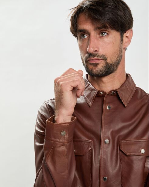 Chemise en Cuir d'Agneau Eliot marron