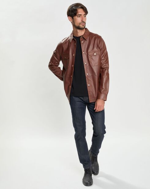 Chemise en Cuir d'Agneau Eliot marron