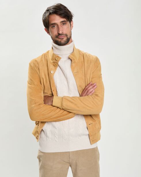 Blouson en Velours de Cuir Lucas sienne