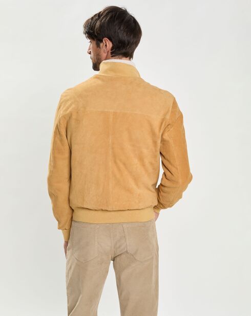 Blouson en Velours de Cuir Lucas sienne