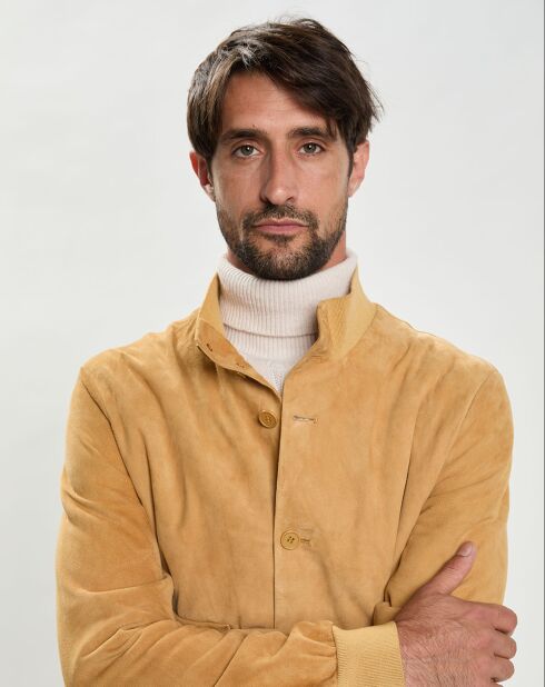 Blouson en Velours de Cuir Lucas sienne