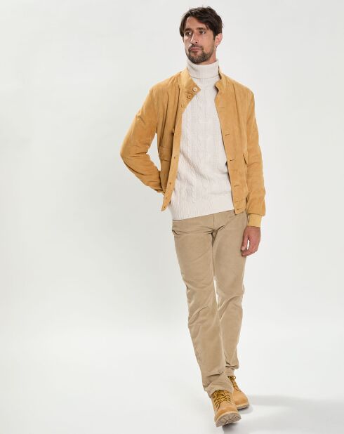 Blouson en Velours de Cuir Lucas sienne