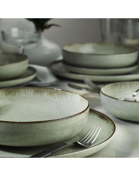 Service de table en porcelaine - 12 pièces vert