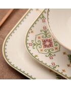 Service de table en porcelaine - 26 pièces blanc/vert/doré