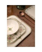 Service de table en porcelaine - 26 pièces blanc/vert/doré