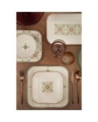 Service de table en porcelaine - 26 pièces blanc/vert/doré