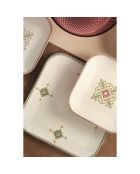 Service de table en porcelaine - 26 pièces blanc/vert/doré