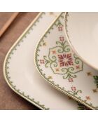 Service de table en porcelaine - 26 pièces blanc/vert/doré
