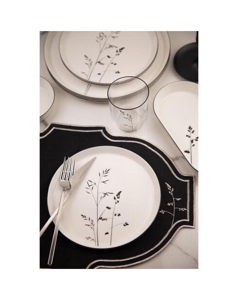 Service de table en porcelaine - 27 pièces blanc/noir