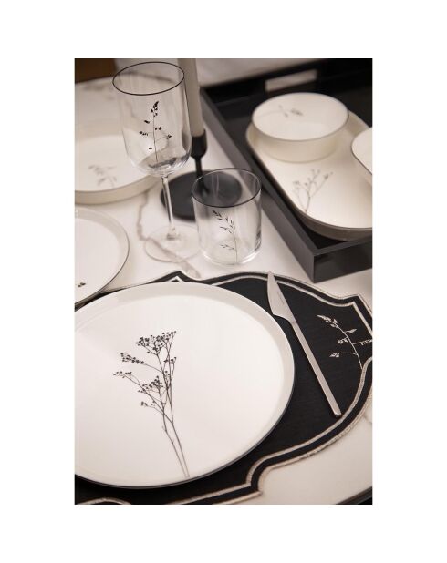 Service de table en porcelaine - 27 pièces blanc/noir