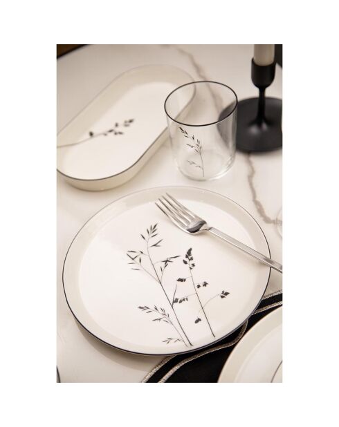 Service de table en porcelaine - 27 pièces blanc/noir