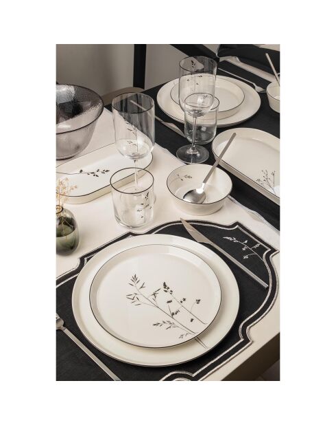 Service de table en porcelaine - 27 pièces blanc/noir