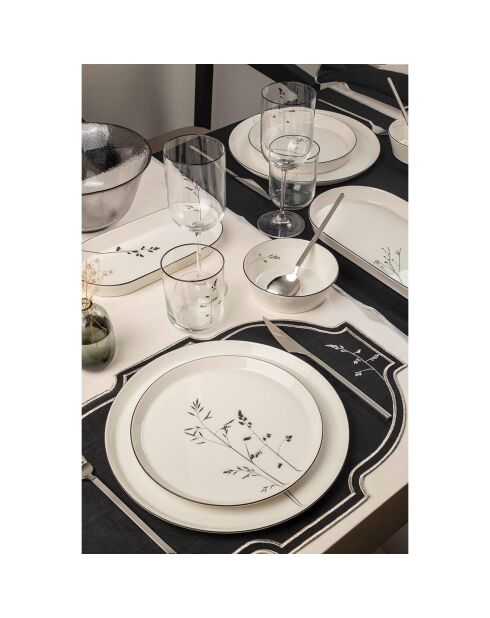 Service de table en porcelaine - 27 pièces blanc/noir