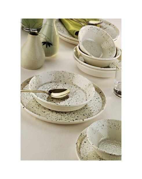 Service de table en porcelaine - 18 pièces blanc