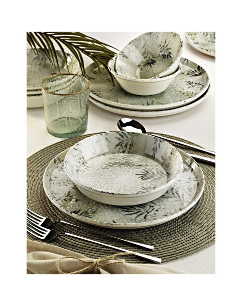 Service de table en porcelaine - 18 pièces blanc/anthracite