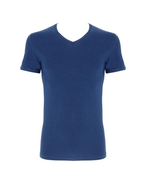 T-Shirt col en V bleu marine