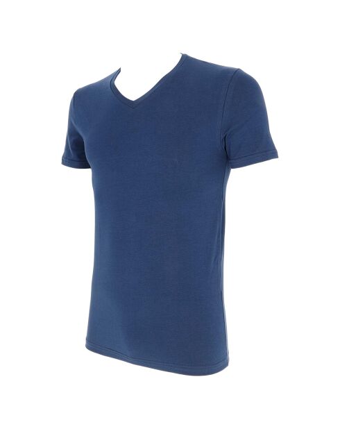 T-Shirt col en V bleu marine