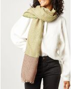Foulard Verdi 100% Laine kaki/rose - 70x200 cm