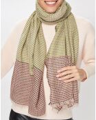 Foulard Verdi 100% Laine kaki/rose - 70x200 cm