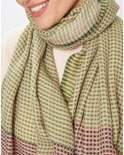 Foulard Verdi 100% Laine kaki/rose - 70x200 cm