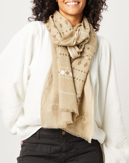 Foulard en Coton Francois taupe - 50x180 cm