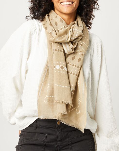 Foulard en Coton Francois taupe - 50x180 cm