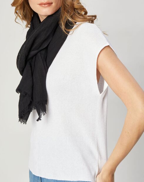 Écharpe en Lin & Coton Olaf noire - 60x190 cm