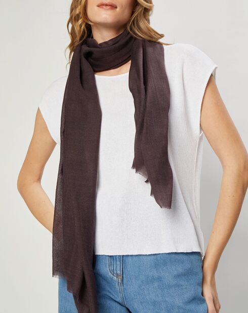 Étole en Laine & Soie Lio cacao - 70x190 cm