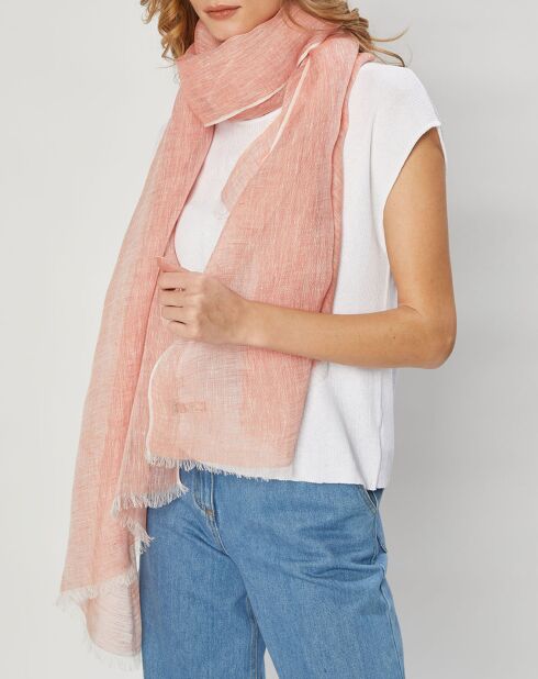 Étole 100% Lin Mosi corail - 70x200 cm