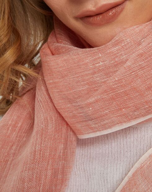 Étole 100% Lin Mosi corail - 70x200 cm