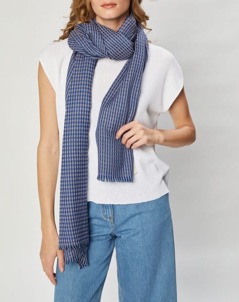 Étole 100% Laine Emile bleu marine - 70x210 cm