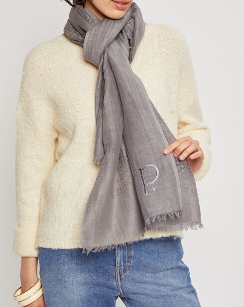 Écharpe Écharpe en Lin & Coton Olaf Orage grise - 60x190 cm