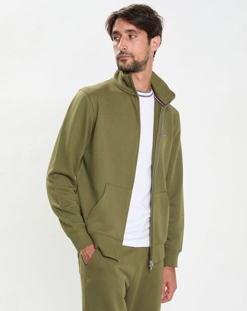 Sweat Fzip Col montant kaki